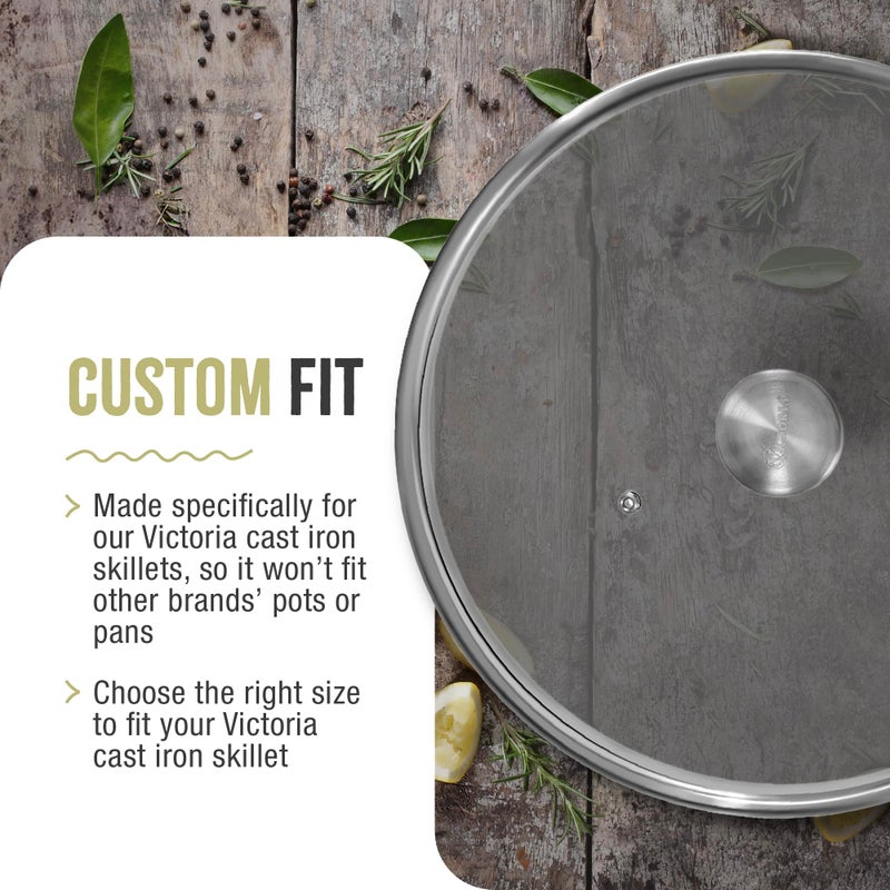 Victoria 11.5-Inch Glass Lid for Victoria Round 12-Inch Cast Iron Skillet or Pan, Custom Made for Only Victoria Brand, Internal Diameter 11.5-Inch, External Diameter 12 Inch - Image 5